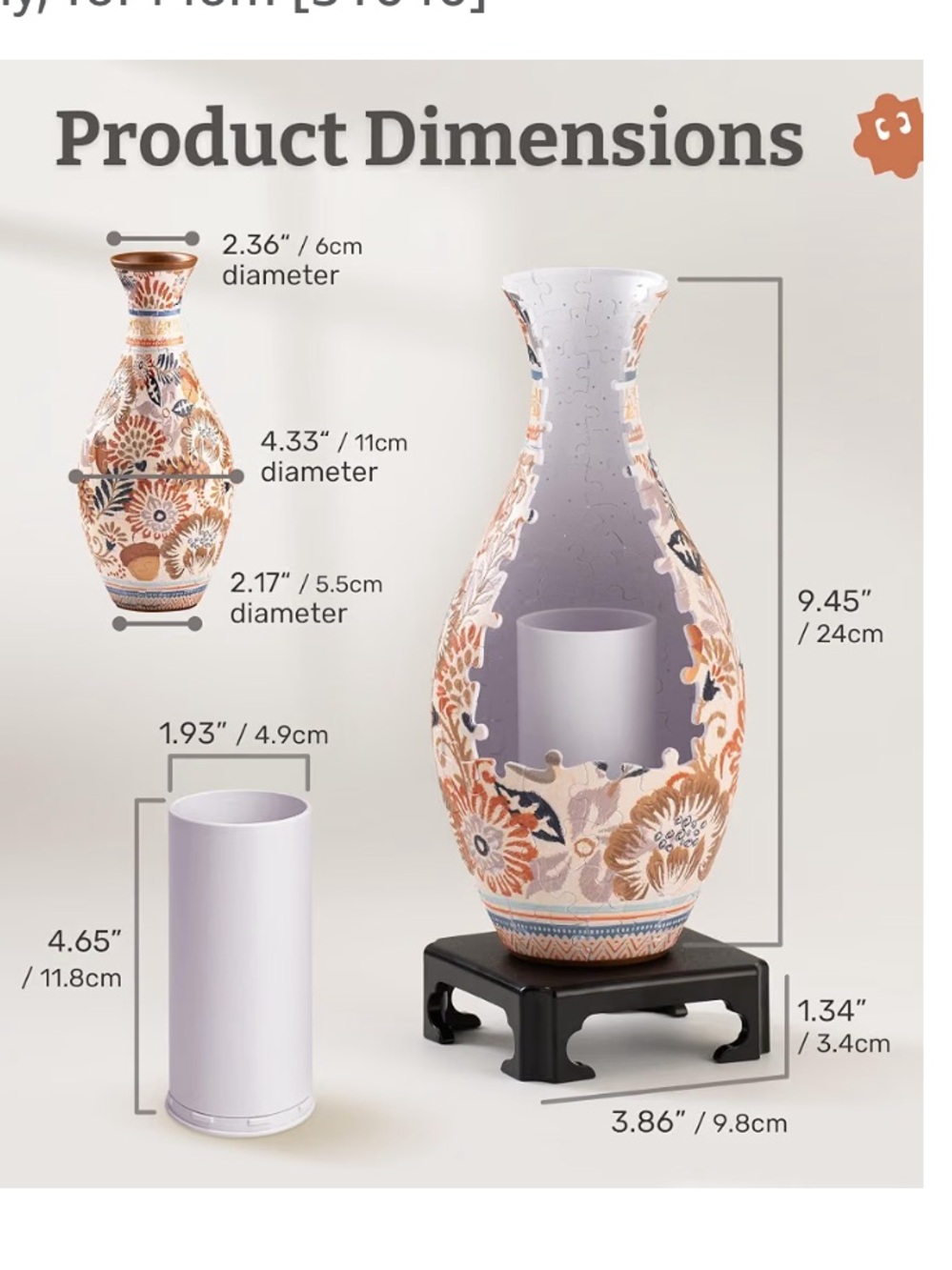PieceRelax 3D Puzzle Vase for Adults to Flower Arrangement 047 - Picture 2 of 4